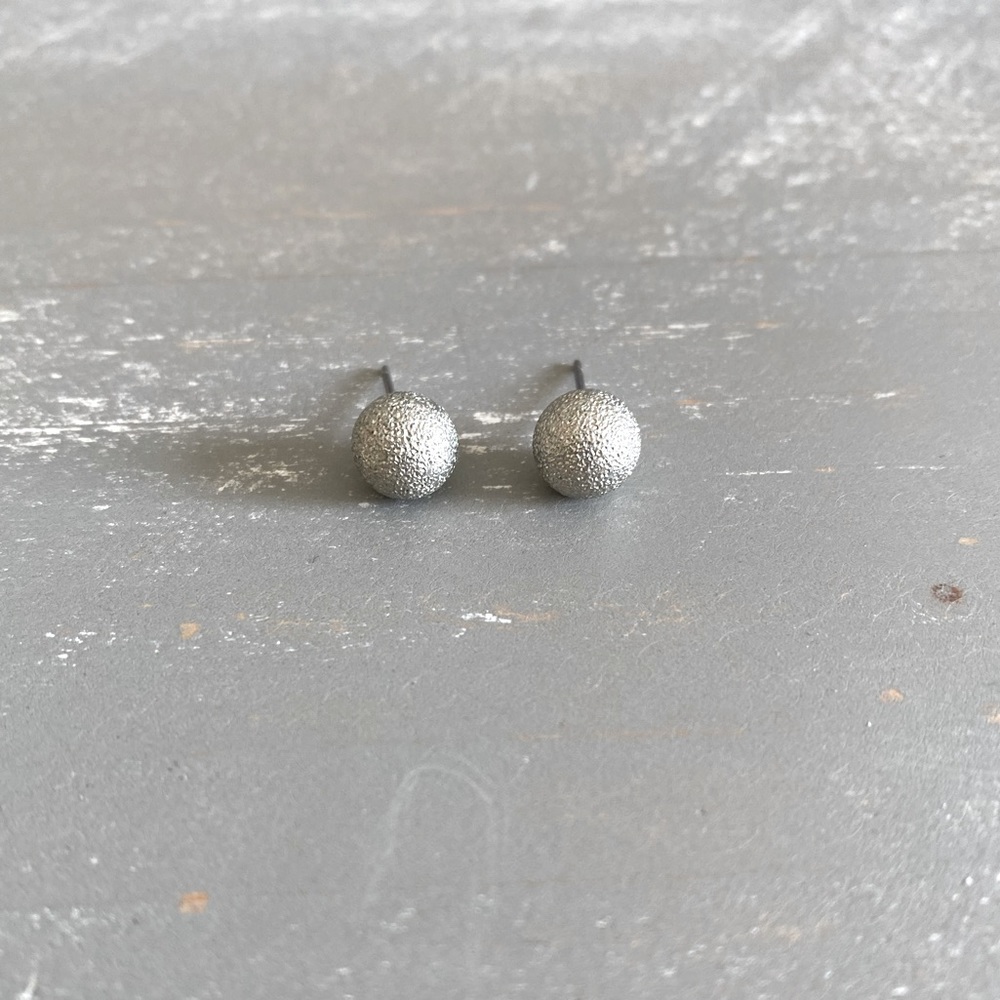 Silver Dusted Ball Stud Earrings